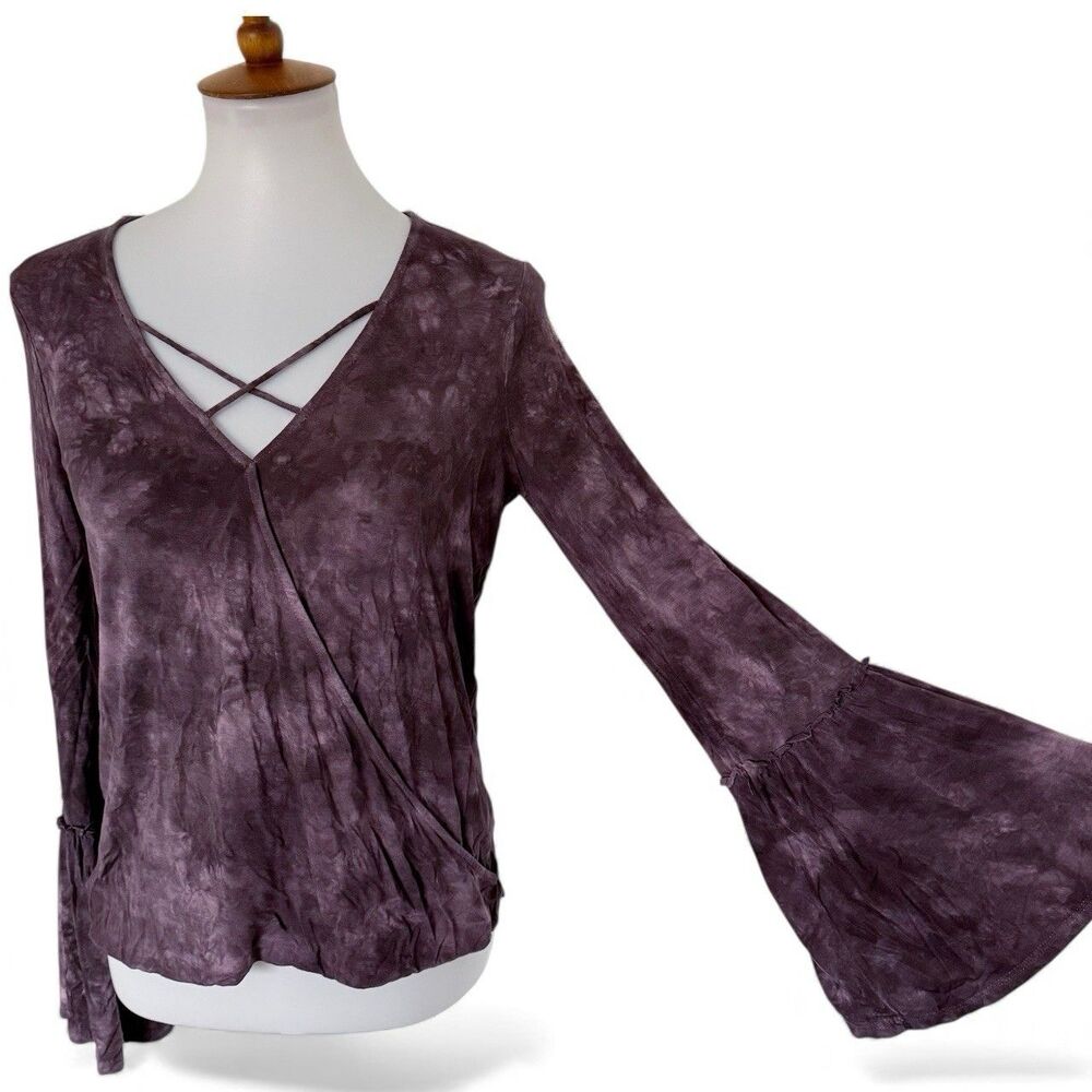 American Eagle Women's Deep V-Neck Tie-Dye Soft & Sexy Tee Shirt Top Blouse S Sm